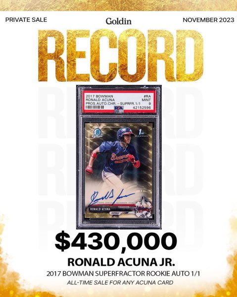 🚨 This Ronald Acuña Jr. 2017 Bowman Superfractor was just...