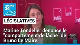 Législatives : Marine Tondelier des Ecologistes dénonce le "comportement de lâche" de Bruno Le Maire