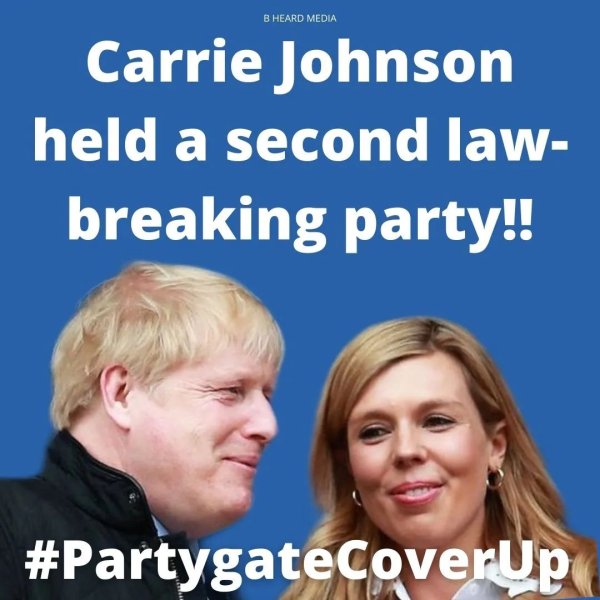 Carrie Johnson held a second Covid law-breaking party!! 🤔...