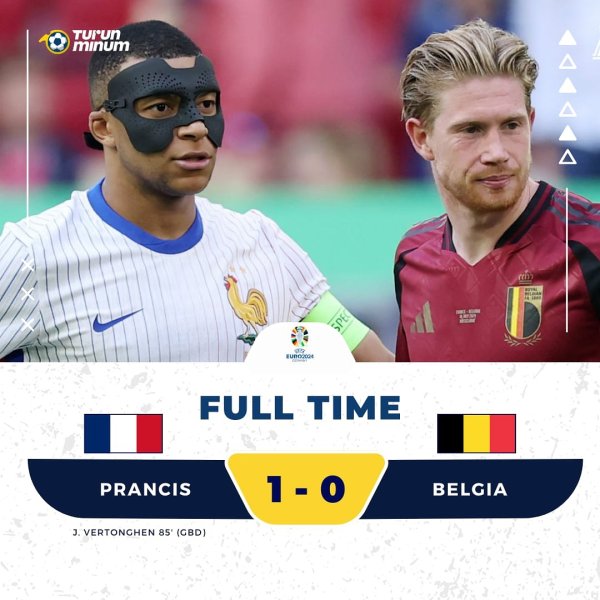 🚨 FULL TIME 🚨

EURO 2024

Prancis 1 - 0 Belgia

⚽️ J. Ver...