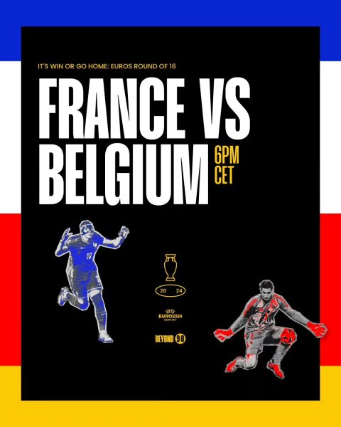 It's win or go home! 🏆

Tonight, it's France vs. Belgium ...