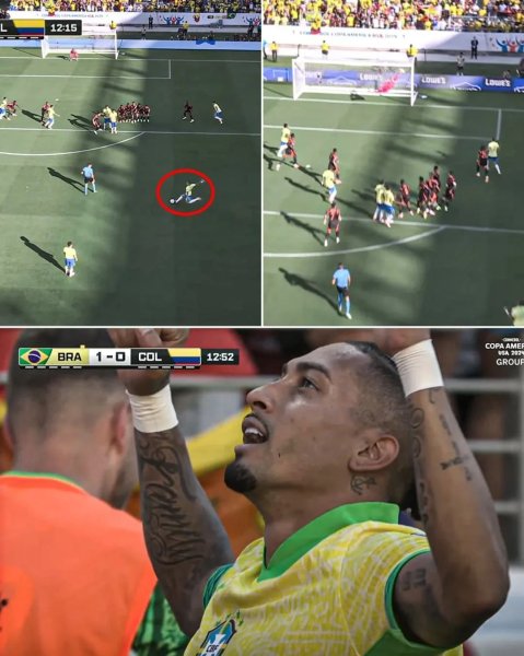 RAPHINHA WITH A STUNNING FREE KICK TO PUT BRAZIL AHEAD OF...