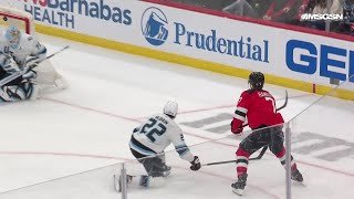 Dougie Hamilton scores a goal against the Utah Mammoth