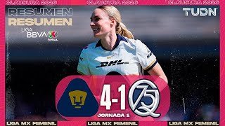 Resumen y goles - Pumas 4-1 Querétaro | Liga MX Femenil - Jornada 1 Clausura 2026 | TUDN