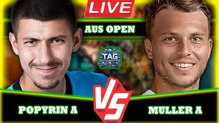 🔴LIVE: POPYRIN A VS MULLER A • AUS OPEN 2026  #tennis #wta #atp