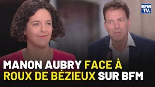 Manon Aubry face à Roux de Bézieux sur BFM TV
