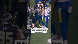 Moment gets tense after Puka’s helmet is knocked off #NFL #PukaNacua #RamsvsSeahawks