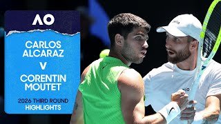 Carlos Alcaraz v Corentin Moutet Highlights | Australian Open 2026 Third Round