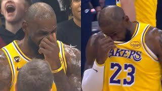 LeBron James crying after tribute video in return to Cleveland 🥺