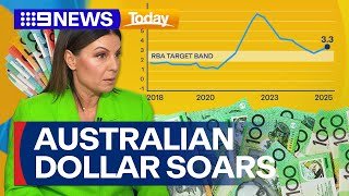 Australian dollar soars to its highest level in over a year | 9 News Australia