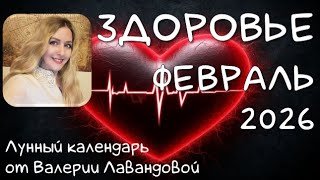 Лунный календарь ЗДОРОВЬЯ и операций на ФЕВРАЛЬ 2026 от Валерии Лавандовой.