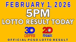 5pm Lotto Result Today Swertres Ez2 PCSO February 1 2026