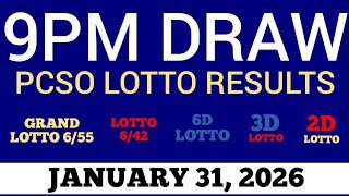 Lotto Result Today 9pm Draw January 31, 2026 Swertres Ez2 PCSO Live Result