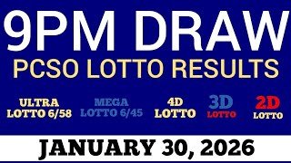 Lotto Result Today 9pm Draw January 30, 2026 Swertres Ez2 PCSO Live Result