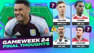 🚨 TEAM NEWS 🚨 FPL FINAL THOUGHTS GAMEWEEK 24 🔥 | Fantasy Premier League Tips 2025/26