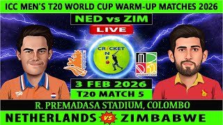Netherlands vs Zimbabwe | NED vs ZIM | 5th T20I Match of T20 WC Warm up Matches 2026 | ZIM vs NED