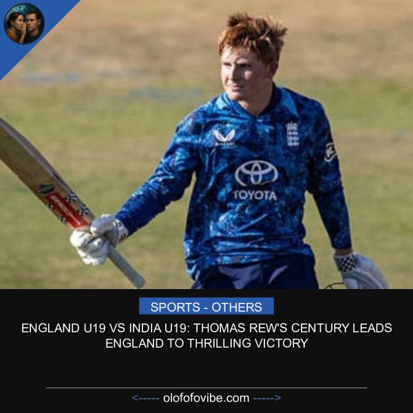 In the 2nd ODI between England U19 and India U19, Thomas ...