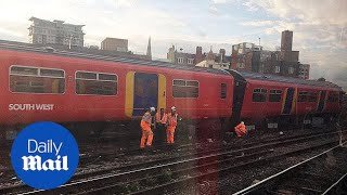 August 2017: Train derailment causes chaos at London Waterloo - Daily Mail