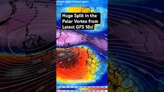 Huge Split in the Polar Vortex from Latest GFS 18z! #cold #polarvortex #weather