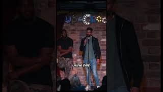 Asking audience member to come up and tell a joke. This guy (Amit Lakhani) smashed it.