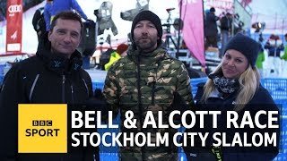 Ski Sunday's Graham Bell & Chemmy Alcott race Stockholm City Slalom - BBC Sport