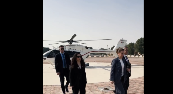 Visit to the Emirates, Osmani shares footage of himself flying by helicopter over the "Palm Islands" and meeting with the President in Abu Dhabi