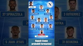 Napoli-Como probabili formazioni: tre possibili novità per Conte