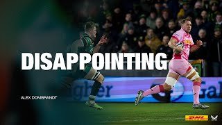 Alex Dombrandt reacts to Harlequins defeat in Northampton