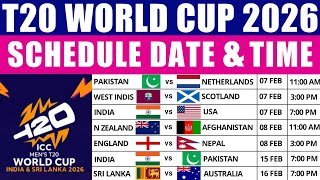 ICC T20 World Cup 2026 Schedule | T20 World Cup 2026 Schedule | 2026 T20 World Cup Schedule