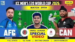 AFG vs CAN Dream11 Team || AFG vs CAN Dream11 Prediction || Afghanistan vs Canada 39TH ICC T20 WC 