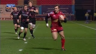 Andy Fenby takes a great line for super try - Scarlets v Edinburgh 01 March 2013