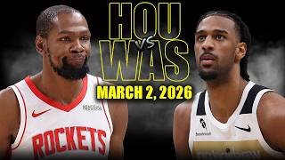 Houston Rockets vs Washington Wizards Full Game Highlights – March 2, 2026 | NBA Season