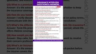 Insurance Interview Questions and Answers