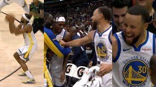 Steph & Buddy having fun after Moses Moody hits 7 threes in first qtr vs Pelicans