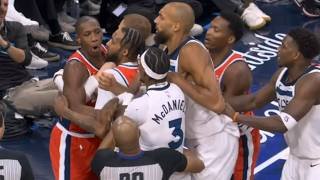 Kris Dunn gets into it with Jaden McDaniels for flagrant foul on Bennedict Mathurin