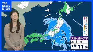 【あす3日（火）の天気】全国的に雨・山沿い中心に雪、“真冬の寒さに逆戻り”　関東は朝までに本降りの雨に　関東山沿いで雪も【雨と雪のシミュレーション】｜TBS NEWS DIG