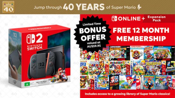Claim 12 months of Nintendo Switch Online + Expansion Pack Individual Membership free with the purchase of a Nintendo Switch 2 + Mario Kart World Bundle between 10th March and 14th April! - Nintendo
