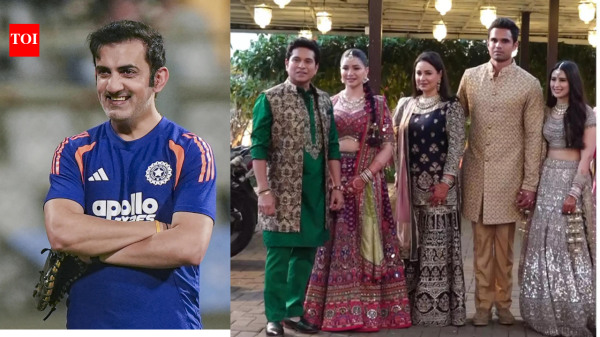 Gautam Gambhir attends Arjun Tendulkar’s wedding hours before India vs England T20 World Cup semifinal - Watch | Off the field News - The Times of India