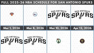 San Antonio Spurs | Full 2025-26 NBA Schedule