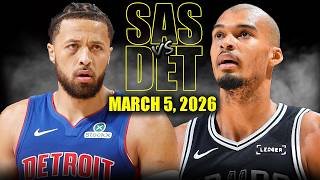 San Antonio Spurs vs Detroit Pistons Full Game Highlights – March 5, 2026 | NBA Season