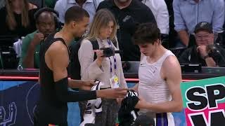 Victor Wembanyama & Maxime Raynaud with the jersey swap after the game  - 2/21/26