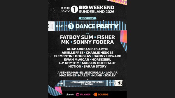 Fatboy Slim and Sonny Fodera to headline Radio 1’s Big Weekend 2026 on Friday 22 May