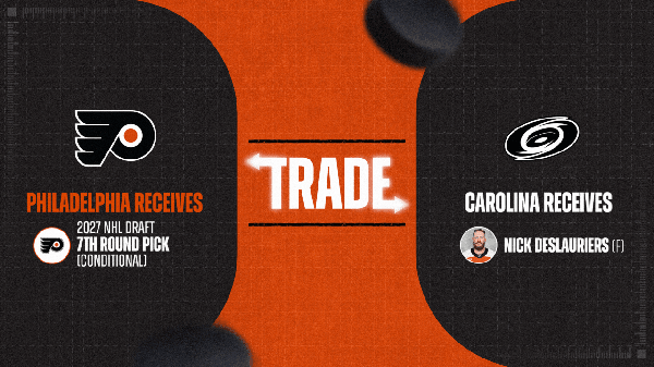 Flyers Acquire 2027 Conditional 7th Round Pick from Carolina in Exchange for Nicolas Deslauriers | Philadelphia Flyers