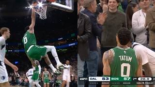 Jayson Tatum has everyone going crazy with putback dunk and 3 in return vs Mavs
