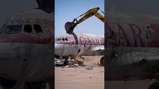 A forgotten Qatar Airways plane meets its brutal end. Steel bends, memories fade. 💔✈️ #demonslayer