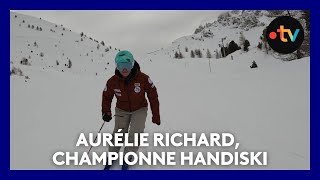 Aurélie Richard, championne handiski, sur les pistes de Ceillac après sa victoire en coupe du Monde