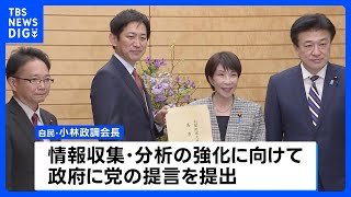自民党が「国家情報局」創設などの提言を高市総理に提出　政府のインテリジェンス能力の強化に向け｜TBS NEWS DIG