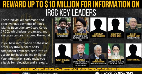 U.S. offers $10 million reward, chance to relocate for information on Iran's leaders: "Send us a tip"