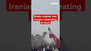 Iranian's celebrate Al Quds in the streets as bombs go off around them