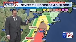 WPRI 12 Weather Forecast for 3/16/26:  Rain and wind through tonight